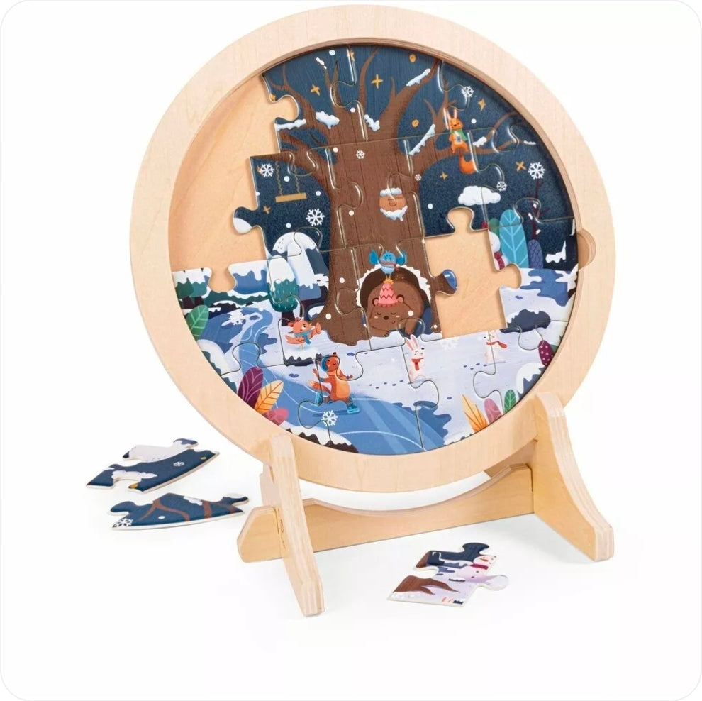 🪀 Puzzle en bois 4 saisons avec chevalet~PRE-COMMANDE